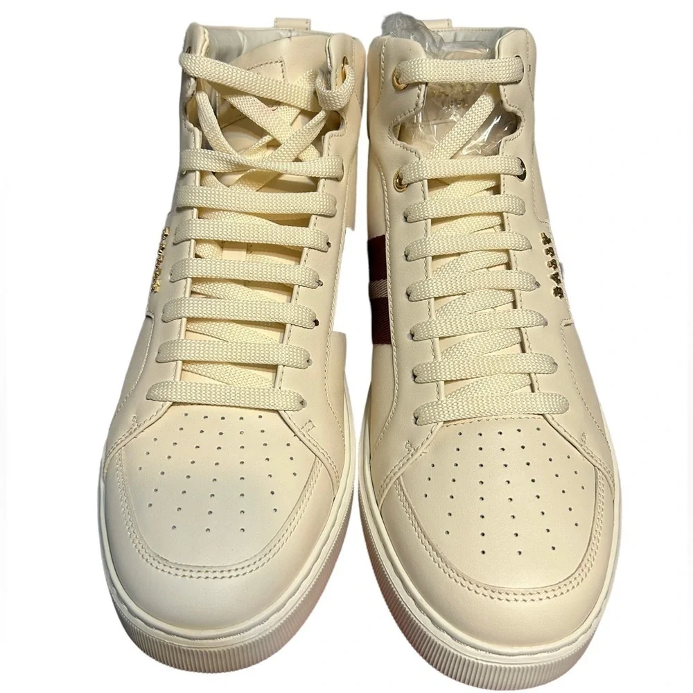 Bally Meson Striped Mid-Top Sneakers-Bone - Picture 9 of 16